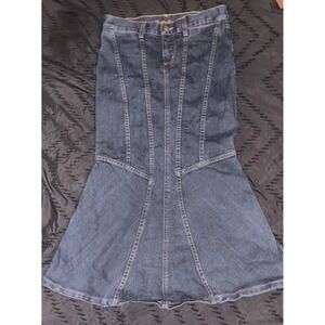 Ralph Lauren Women's VTG y2k Dark Denim Mermaid Trumpet Midi Jean Skirt, Size 28